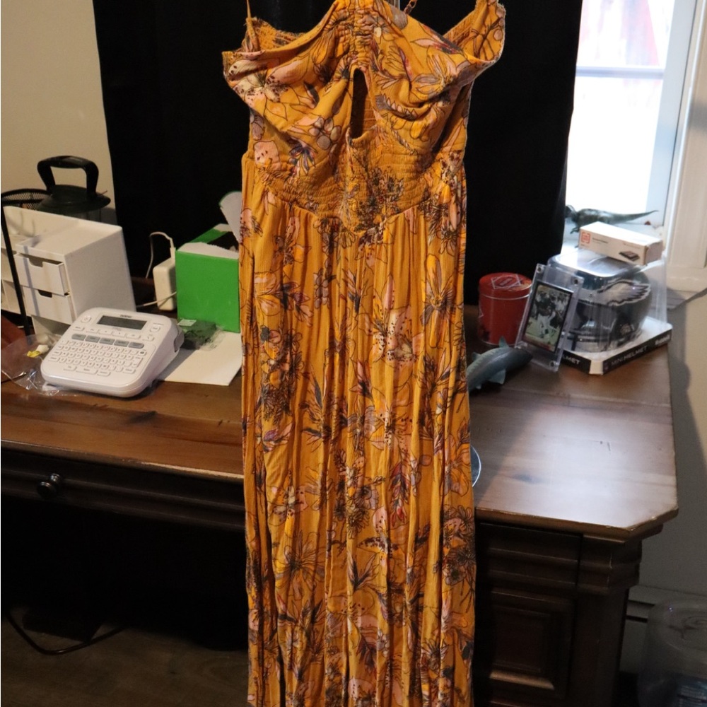 Urban Outfitters Mustard Floral Maxi Dress